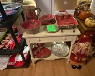 Set of dishes with accessories; silver plated divided serving dish