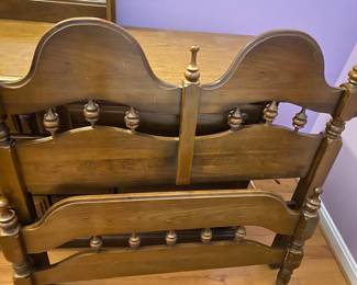 Twin headboard and footboard. Rails, mattress and box springs included. Part of a 4 piece twin suite.