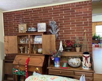 Pine secretary and Oak rolltop desk
