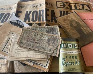 Korean War Paper and Pin Grouping with Sweetheart Letters