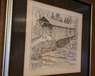 Signed and Numbered: "Skeen's Mill Covered Bridge" by Kitty White