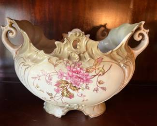 Robert Hanke embossed porcelain hand paint centerpiece bowl