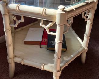 White bamboo style side table