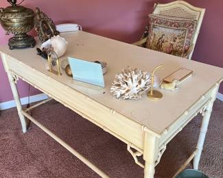 Thomasville white bamboo desk and chair