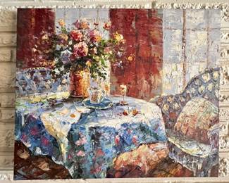 Unframed painting on canvas signed by R. Wilson