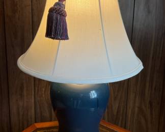 Blue ceramic base lamp