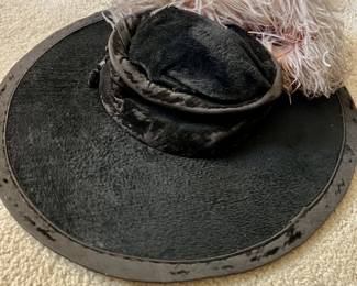 Antique women's hat with ostrich feathers
