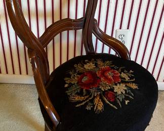 Antique chairs with needlepoint seats