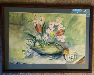 Framed watercolor signed by M. Wynn