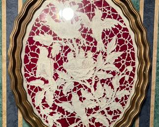 Framed needlepoint lace