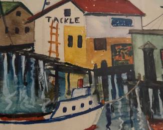 Jo Lathwood (1902-1987), Two Boats in water, 22 x 15 framed, signed. #19