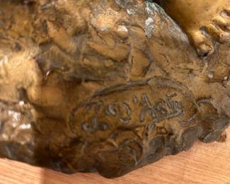 Joseph D'Aste (French/Italian, 1881-1945) Cast bronze sculpture, Satyr with cherub lying down, circa early 20th century, signed J D'Aste.