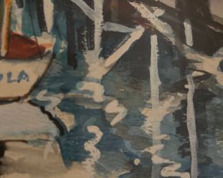 Jo Lathwood (1902-1987), Two Boats in water, 22 x 15 framed, signed. #19