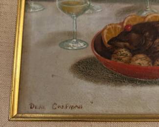 Dean Chapman (1937-2001), Still life with fish and wine bottle, gilt wood frame, circa late 20th century, oil on canvas, 12 x 14 inches framed, signed.