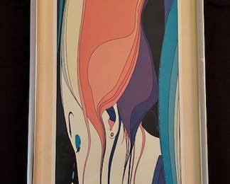 John Luke Eastman (Southern California artist who gained attention in the mid 60s) Serigraph, Radiant Joy 1974, 16 x 8.25 framed.