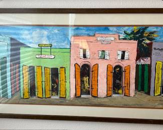 Jo Lathwood (1902-1987), Carribean Art Shops, Double sided, Art on both sides, 31 x 17 framed, signed Jo Cassett Lathwood. #12