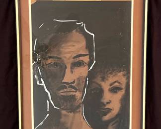 Attributed to Jo Lathwood  (1902-1987) Male and female faces, framed, signed CASSATT. #9