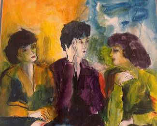Jo Lathwood (1902-1987), Three Women Chatting, , 28.5 x 22.5 framed, signed. #6