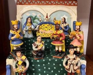 Vintage Estremoz Portugal Clay Pottery Folk Art Nativity Set.