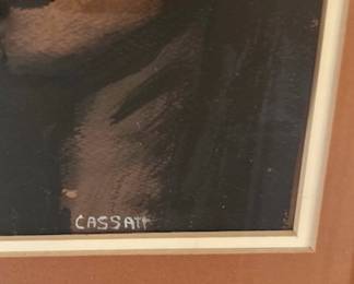 Attributed to Jo Lathwood  (1902-1987) Male and female faces, framed, signed CASSATT. #9