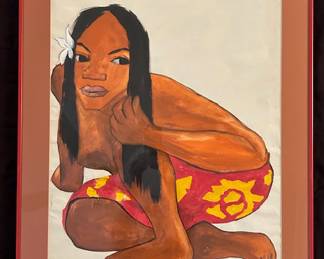 Jo Lathwood (1902-1987), Pacific Islander Woman, , 27 x 22 framed, signed. #8