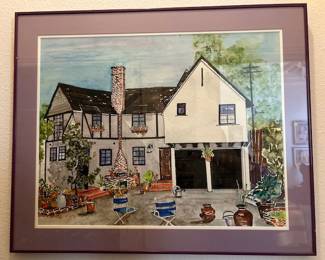 Jo Lathwood (1902-1987) English Tudor style Home,              28.5 x 23.5 framed, signed.#20