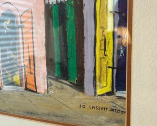 Jo Lathwood (1902-1987), Carribean Art Shops, Double sided, Art on both sides, 31 x 17 framed, signed Jo Cassett Lathwood. #12