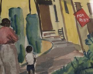 Jo Lathwood (1902-1987), House For Rent,                  15.5 x 20.75 framed, signed. #14