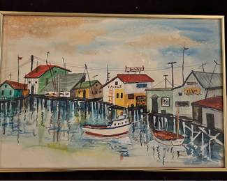 Jo Lathwood (1902-1987), Two Boats in water, 22 x 15 framed, signed. #19