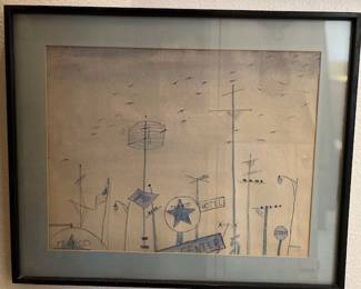 Jo Lathwood (1902-1987) Santa Monica Signs,              24 x 19.5 framed, signed.#5