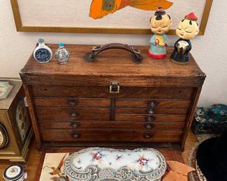 Antique Union Tool Box, Tiger Oak.