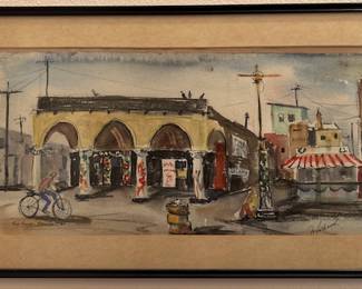 Jo Lathwood (1902-1987) Gas House Venice '60.     15.5 x 27.5 inches. #4