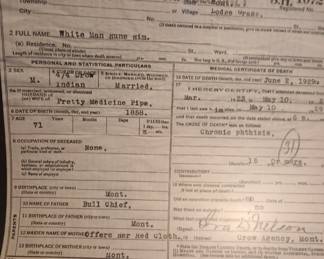 Death certificates for Indians early birth 1840 reprint?