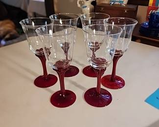 Pretty red stem glasses