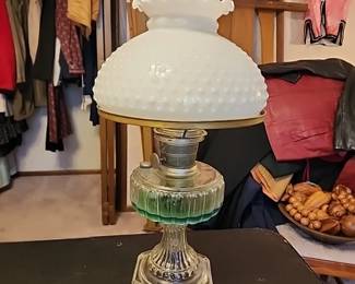 Oil lamp with Fenton shade