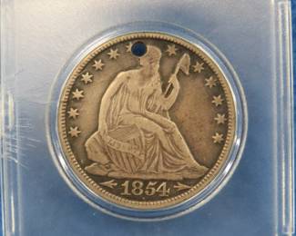 Lot 287. 1854 O Liberty Seated Half Dollar with damage