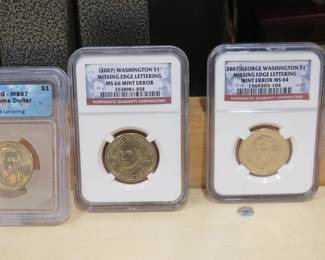 Lot 54. Three mint error dollars