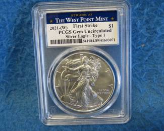 Lot 85. 2021 W Silver Eagle graded Gem Uncirculated by PCGS