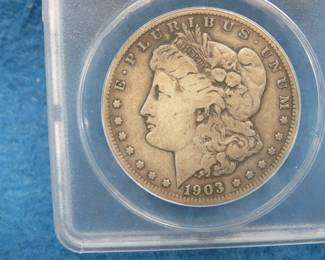 Lot 219. 1903 S Morgan Silver Dollar slabbed and graded VG 10 by ANACS