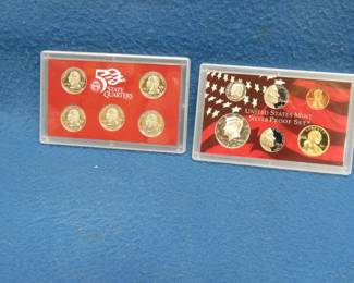Lot 213. 2005 US Mint Silver Proof Set including 90% Silver Half, Dime, and Five State Quarters