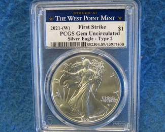 Lot 83. 2021 W Silver Eagle graded Gem Uncirculated by PCGS