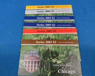 Lot 231. Six $2 Series 2003 Single Star Notes