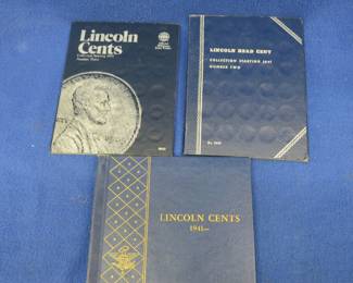 Lot 176. Three penny albums with pennies. Two starting 1941 and one starting 1975.