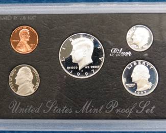 Lot 217. 1997 US Mint Silver Proof Set including 90% Silver Half, Quarter, and Dime