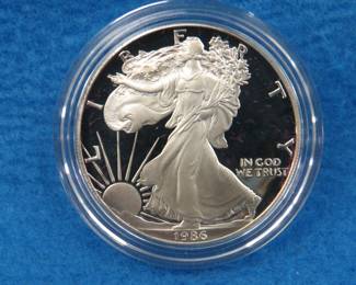 Lot 282. 1986 Silver Eagle in a display box