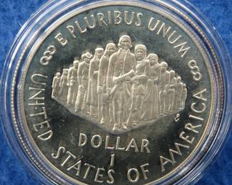 Lot 216. U.S. Constitution Coins 1987 Liberty Silver Dollar with .900 silver.