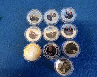 Lot 84. Ten silver dollar-size Donald Trump and other non-monetary coins