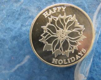 Lot 26. Poinsettia Happy Holidays 1/4 oz. Silver Round