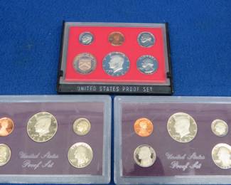 Lot 180. Three Proof Sets 1984 P, 1987 S, and 1982 S