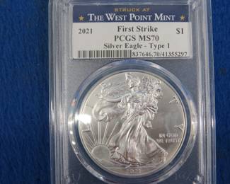 Lot 150. 2021 First Strike Silver Eagle Type 1 graded MS70 by PCGS